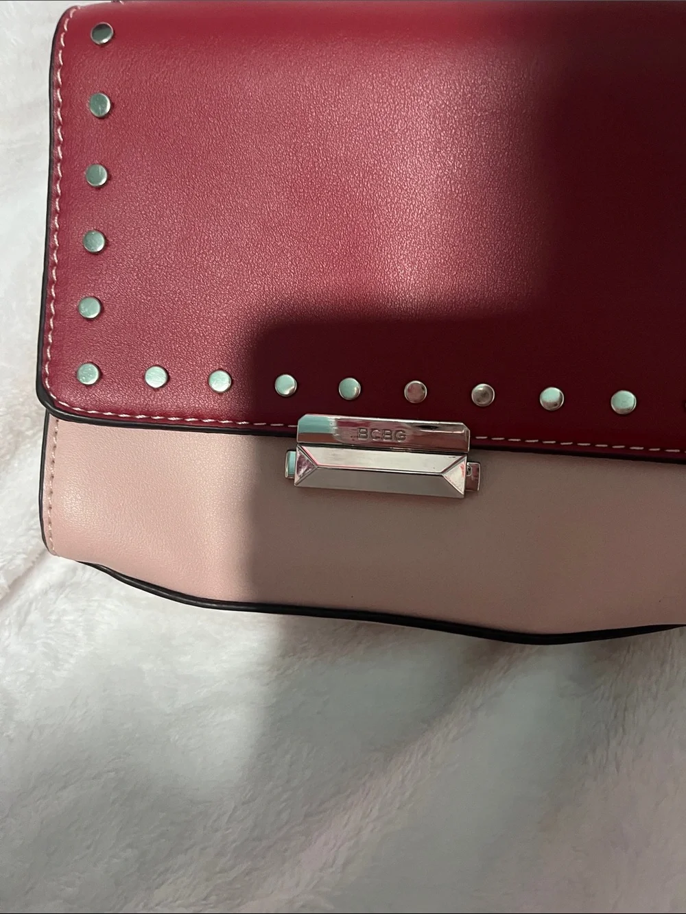 Two-Tone Pink Studded Shoulder Bag